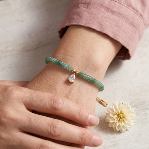 Aventurine beaded teardrop charm bracelet lifestyle image