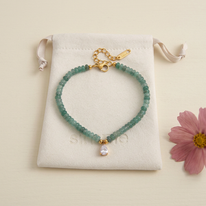 Aventurine Beaded Teardrop Charm Bracelet pouch image