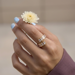 Corrected rectangular zircon wrap ring lifestyle image
