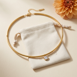 Crystal Pendant Collar Necklace on pouch