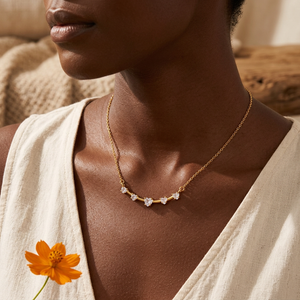 Five-stone curved bar necklace lifestyle