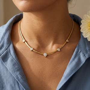 Five-Teardrop Zircon Snake Chain Necklace lifestyle image