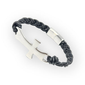 Classic Cross Braided Leather Bracelet