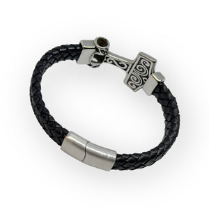 Thors Hammer Flat Cut Bolo Leather Bracelet