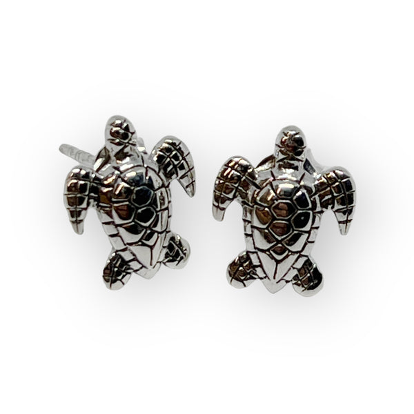 Happy Turtle Sterling Silver Stud Earrings