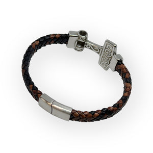 Thors Hammer Flat Cut Bolo Leather Bracelet