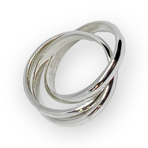 Three Interlocking Rings Sterling Silver Ring
