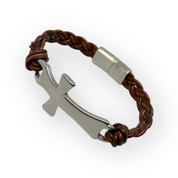 Classic Cross Braided Leather Bracelet