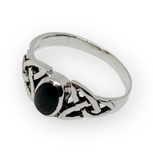 Black Onyx Celtic Sterling Silver Ring