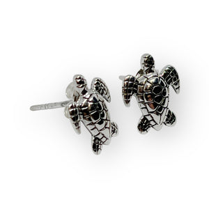 Happy Turtle Sterling Silver Stud Earrings