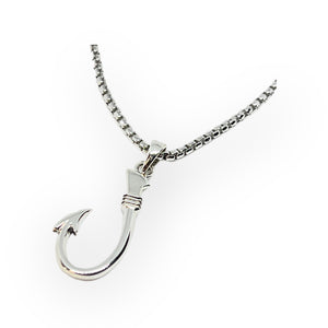 Gone Fishing Sterling Silver Fishhook Pendant Necklace