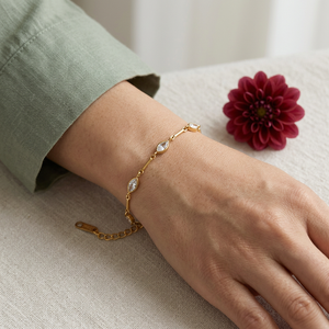 Marquise cubic zirconia and bar link bracelet lifestyle image
