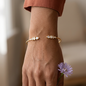 Mixed-shape stone open cuff bracelet lifestyle image