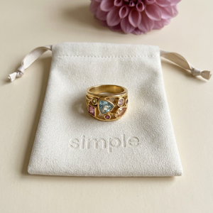 Multicolor Geometric Cubic Zirconia Band Ring pouch image