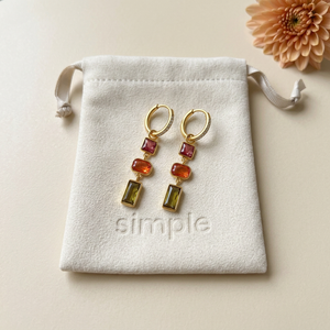 Multicolor Geometric Zircon Drop Huggie Earrings pouch image