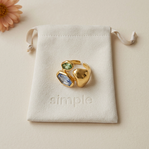 Natural-looking revision of the Two-Stone Geometric Sculptural Open Ring pouch image