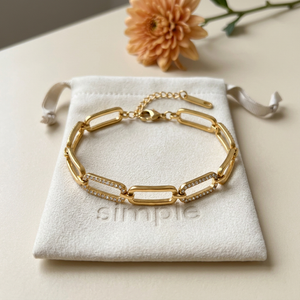 Paperclip Zircon Bracelet on pouch