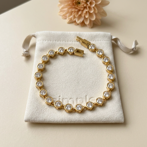 Round Zircon Tennis Bracelet on pouch