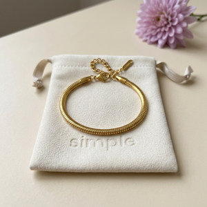 Snake Chain Bracelet on pouch