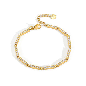 Clear Stone Bar Link Bracelet on a white background