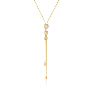 Clear Stone Lariat Necklace on a white background