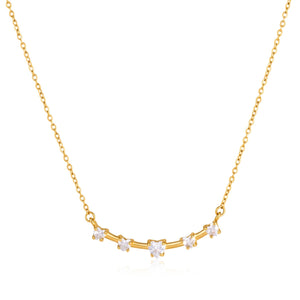 Five-Stone Curved Bar Necklace on a white background