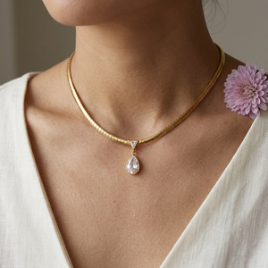 Teardrop Zircon Snake Chain Necklace lifestyle image
