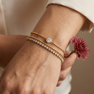 Triple-layer cubic zirconia chain bracelet lifestyle image