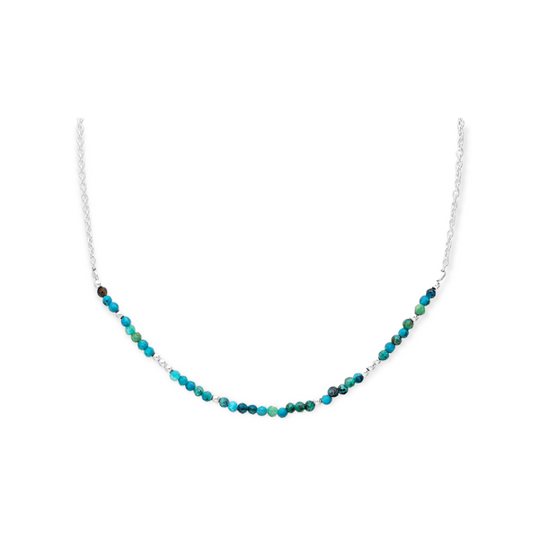 Tiny Gemstone Bead Sterling Silver Necklace