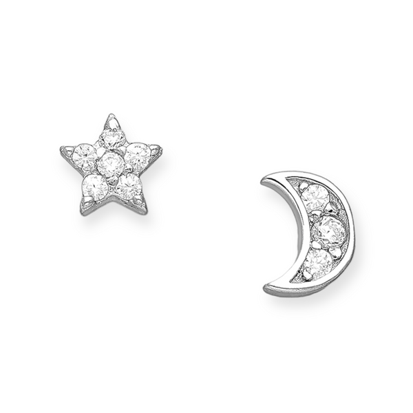 Moon And Star Cubic Zirconia Earrings