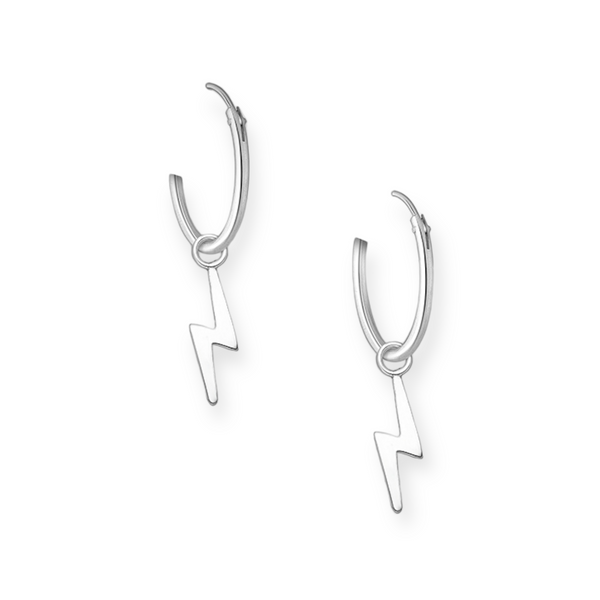 Lightning Sterling Silver Hoop Earrings