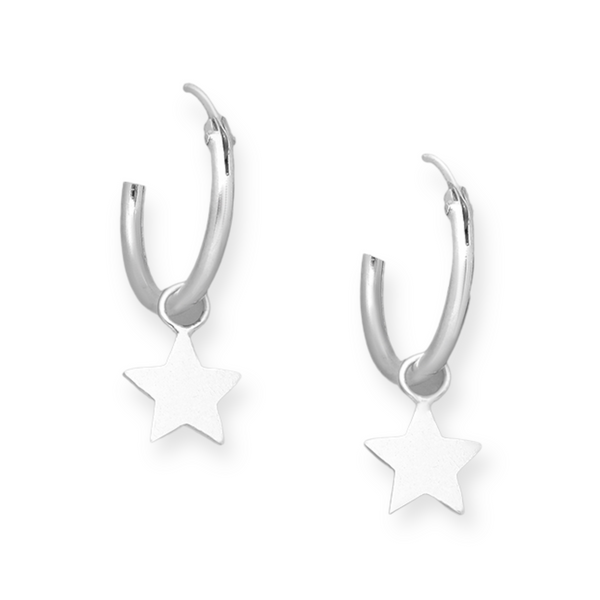 Star Sterling Silver Hoop Earrings