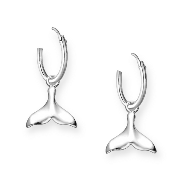 Whale Tail Sterling Silver Hoop Earrings