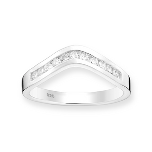 Sparkle Chevron Sterling Silver Ring