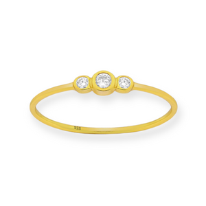 Petite Zirconia Golden Sterling Silver Ring