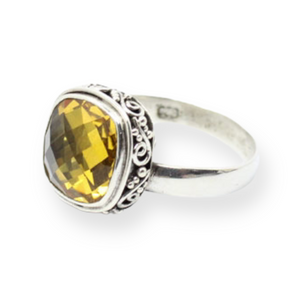 Citrine Cushion Cut Sterling Silver Ring