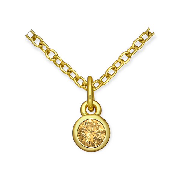 Golden CZ Birthstone Necklace