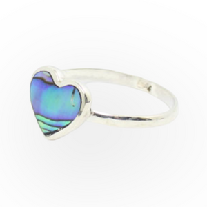 Heart Paua Shell Sterling Silver Ring