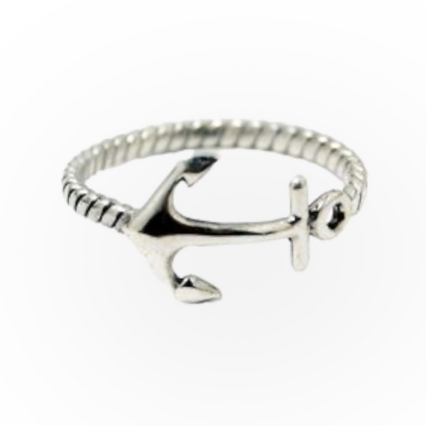 Anchor and Rope Sterling Silver Ring