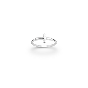 Sideways Cross Sterling Silver Ring