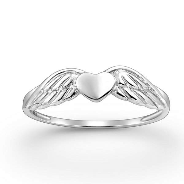 Heart With Wings Sterling Silver Ring