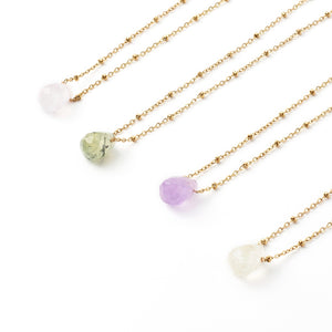Faceted Dewdrop Gemstone Golden Necklace
