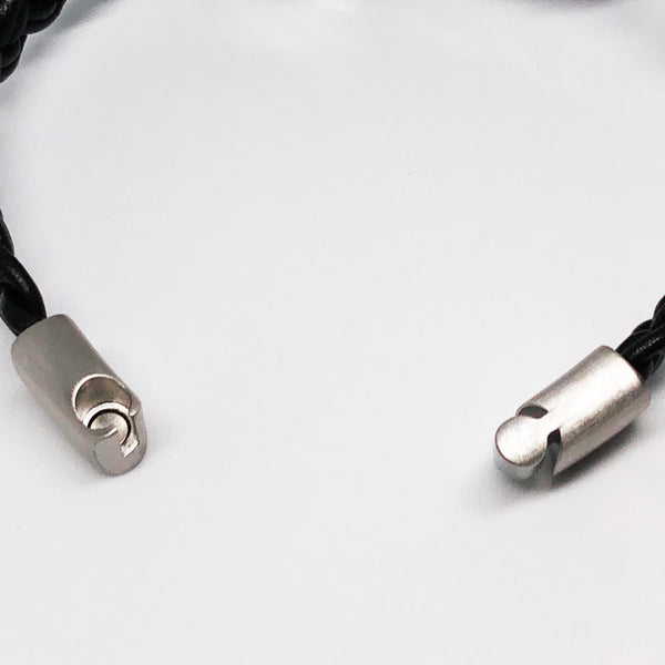 Crucifix Cross Stainless Steel Braided Leather Bracelet