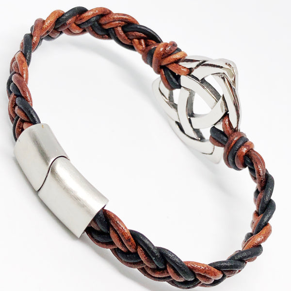 Trinity Celtic Knot Braided Leather Bracelet