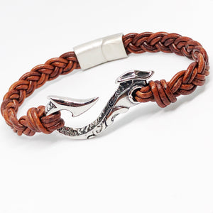 Maui Fish Hook Braided Leather Bracelet