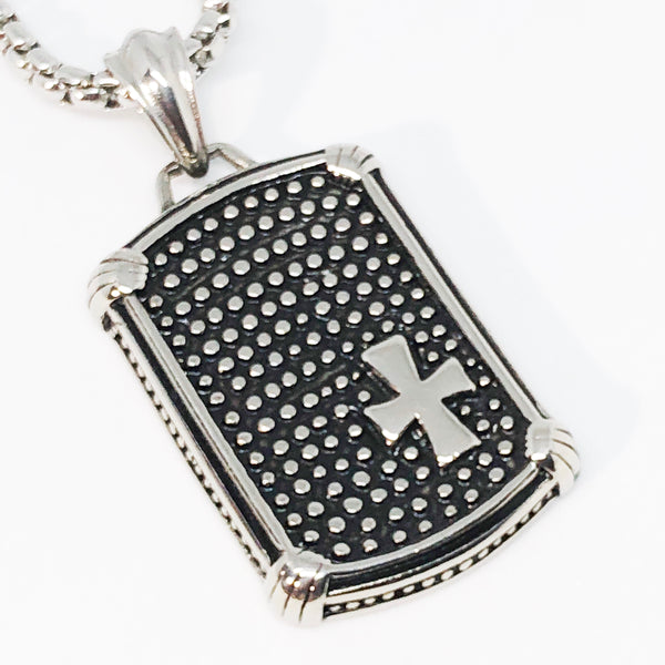 Dog Tag Cross Stainless Steel Necklace