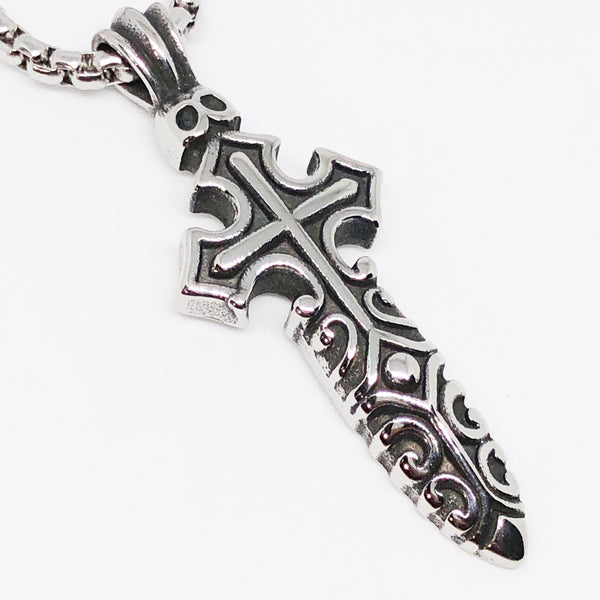 Saber Cross Stainless Steel Necklace