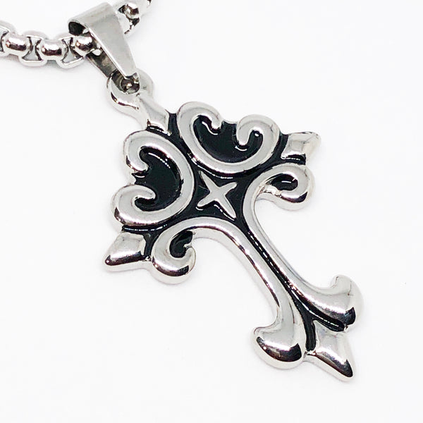 Ornate Cross Stainless Steel Necklace