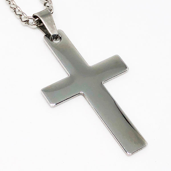 Flat Cross Stainless Steel Necklace