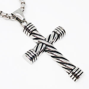 Cable Cross Stainless Steel Necklace
